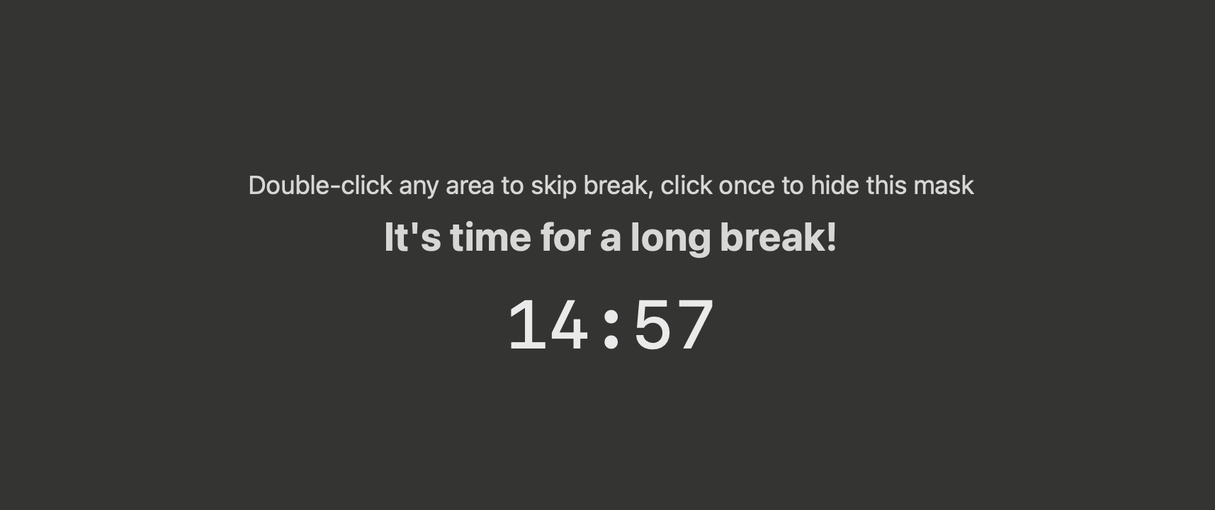 Fullscreen mask blocking distractions during work session